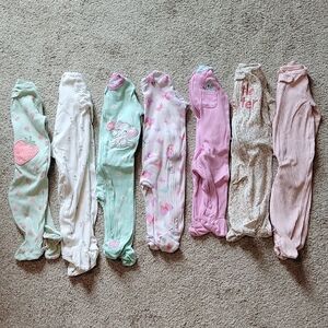 Carter's Pink and Green Footies Soft Cotton One Pieces